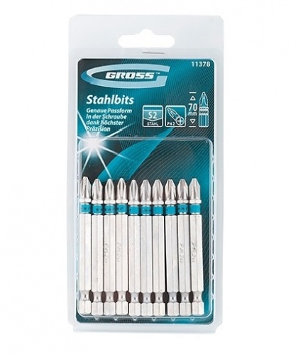 набор бит рн2х70, сталь s2, 10шт //gross, купить metabo, купить husqvarna, купить bosch, купить makita, купить hitachi, купить hikoki, купить oregon, купить stihl