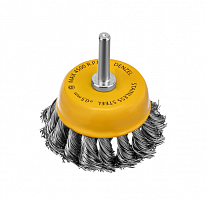 щетка для дрели, 65 мм, чашка, со шпилькой, нержавеющая крученая проволока// denzel, купить metabo, купить husqvarna, купить bosch, купить makita, купить hitachi, купить hikoki, купить oregon, купить stihl