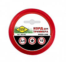 корд триммерный в блистере dde "speed line" (звезда) 2,4 мм х 12 м, красный, купить metabo, купить husqvarna, купить bosch, купить makita, купить hitachi, купить hikoki, купить oregon, купить stihl