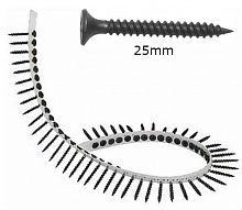 лента шурупов для гипсокартона, оцинкованные, 3,5х25 мм, 1000 шт., купить metabo, купить husqvarna, купить bosch, купить makita, купить hitachi, купить hikoki, купить oregon, купить stihl