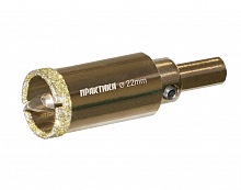 коронка алмазная практика "профи" по керамограниту/керамике 22х70мм, пилотное сверло, (1шт) блистер, купить metabo, купить husqvarna, купить bosch, купить makita, купить hitachi, купить hikoki, купить oregon, купить stihl