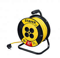 stayer  s-225, пвс, 2 х 2.5 мм2, 50 м, 3750 вт, силовой удлинитель на катушке (55070-50), купить metabo, купить husqvarna, купить bosch, купить makita, купить hitachi, купить hikoki, купить oregon, купить stihl