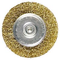 щетка для дрели, 50 мм, плоская со шпилькой, латунированная витая проволока // matrix, купить metabo, купить husqvarna, купить bosch, купить makita, купить hitachi, купить hikoki, купить oregon, купить stihl