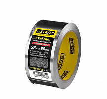 stayer  protape, 50 мм, 25 м, до 120 °с, самоклеящаяся алюминиевая лента, professional (12268-50-25), купить metabo, купить husqvarna, купить bosch, купить makita, купить hitachi, купить hikoki, купить oregon, купить stihl