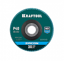 kraftool  125 х 22.2 мм, p40, круг лепестковый циркониевый торцевой по металлу и нержавеющей стали (, купить metabo, купить husqvarna, купить bosch, купить makita, купить hitachi, купить hikoki, купить oregon, купить stihl