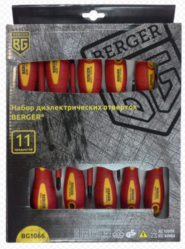Набор отверток диэлектрических до 1000V 11 предметов BERGER BG1066 — купить в интернет-магазине amurinstrument.ru с доставкой по Благовещенску | Каталог с характеристиками и ценами набор отверток диэлектрических до 1000v 11 предметов berger bg1066, купить metabo, купить husqvarna, купить bosch, купить makita, купить hitachi, купить hikoki, купить oregon, купить stihl