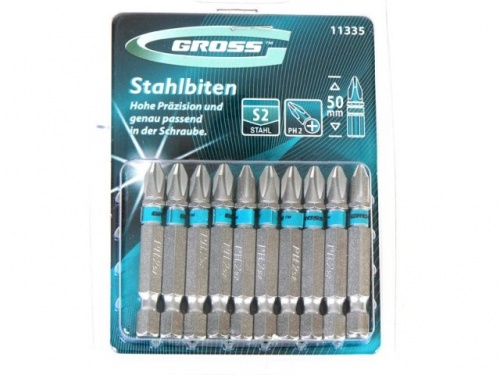 набор бит рн2х50, сталь s2, 10шт //gross, купить metabo, купить husqvarna, купить bosch, купить makita, купить hitachi, купить hikoki, купить oregon, купить stihl