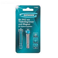 бита ph 2x50 мм с ограничителем и магнитом, для гкл, s2// gross, купить metabo, купить husqvarna, купить bosch, купить makita, купить hitachi, купить hikoki, купить oregon, купить stihl