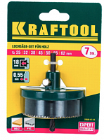 kraftool 7шт(25-62/18мм), пила сегментная наборная по дереву: 25-32-38-45-50-56-62х18 мм, купить metabo, купить husqvarna, купить bosch, купить makita, купить hitachi, купить hikoki, купить oregon, купить stihl